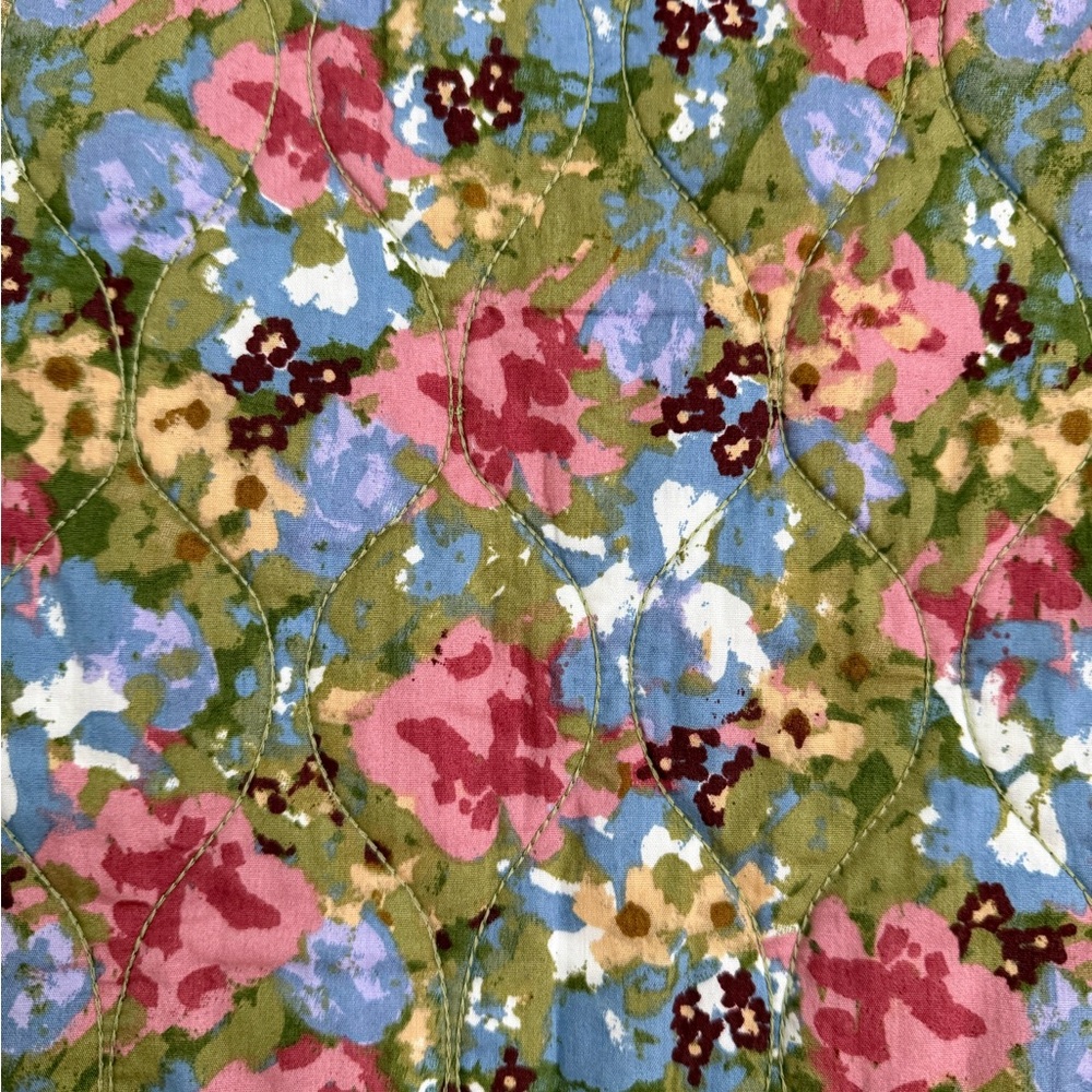 Floral Quilted Vest in Olive, Pink & Blue - Picture 4 of 4